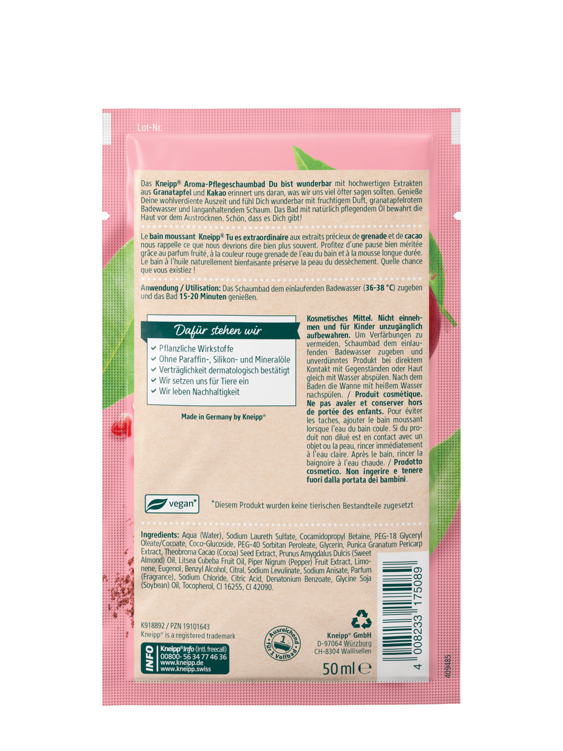 Aroma-Pflegeschaumbad Du bist wunderbar - R&uuml;ckansicht