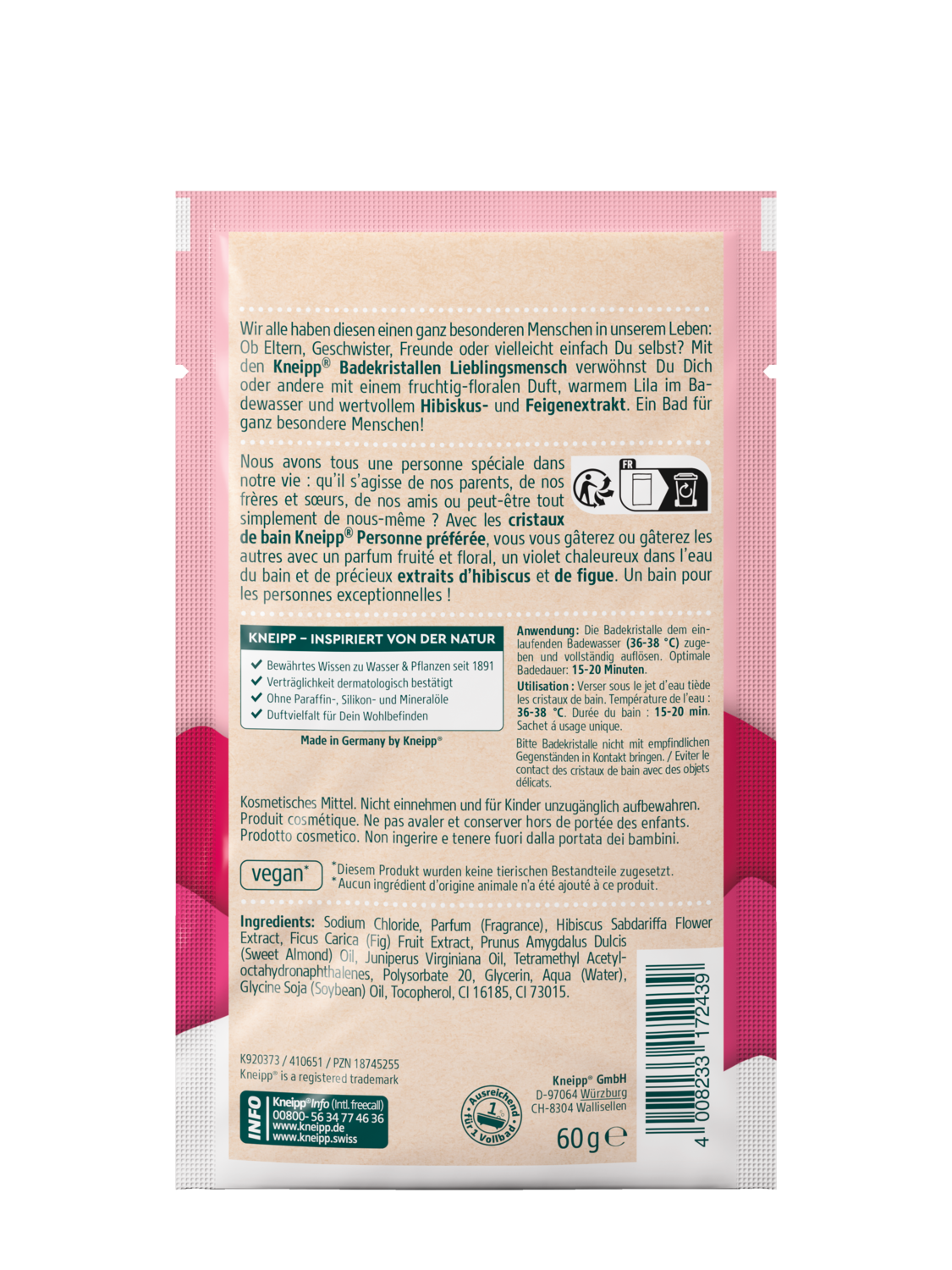 Kneipp Badekristalle Lieblingsmensch - R&uuml;ckansicht