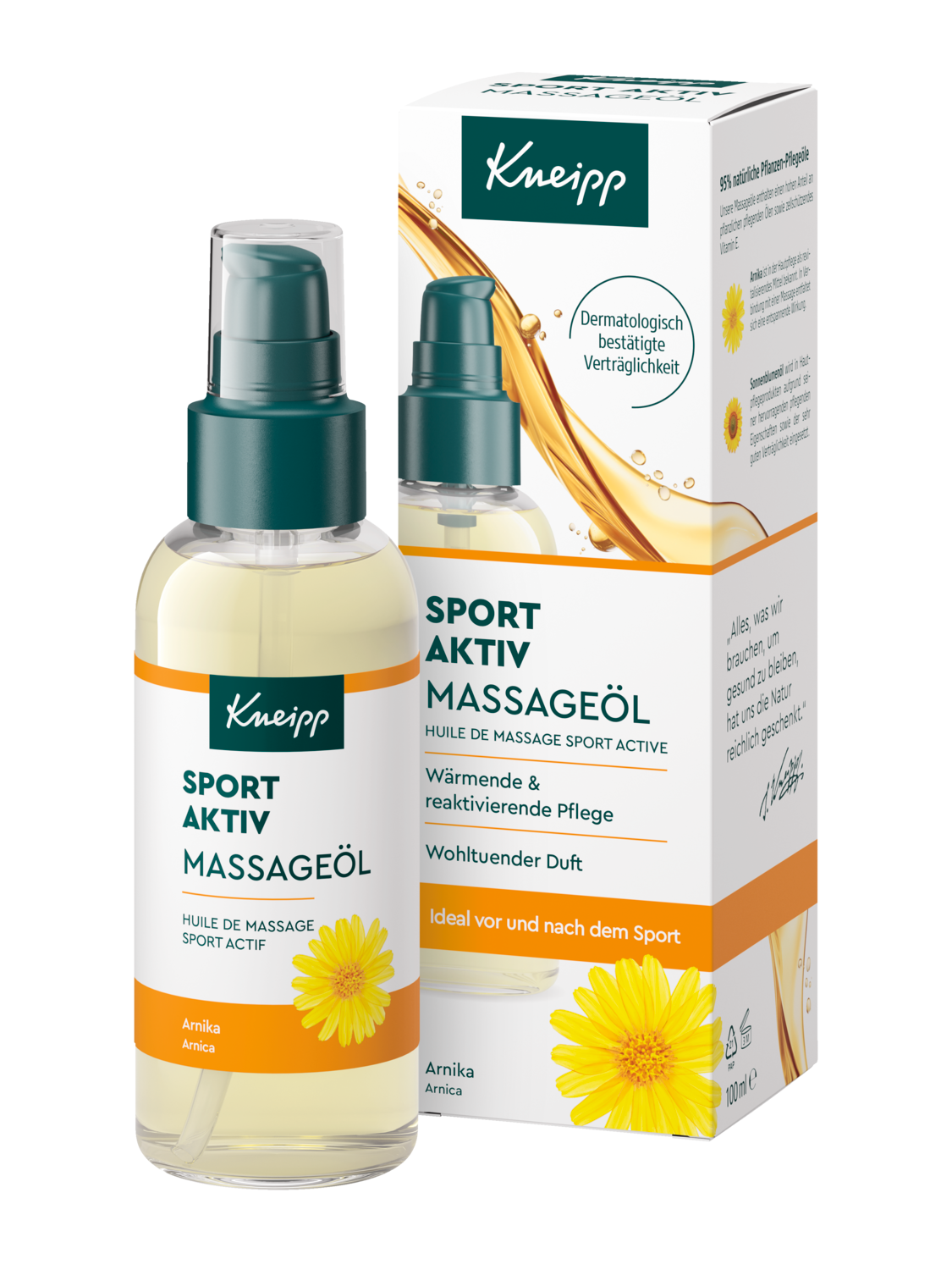 Kneipp Massage&ouml;l Sport Aktiv 100ml - Vorderansicht