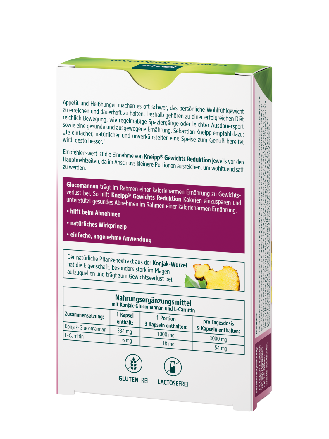 KNEIPP Gewichts Reduktion 40 Kapseln - R&uuml;ckansicht