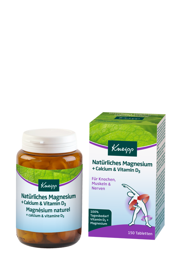Natürliches Magnesium + Calcium & Vitamin D3