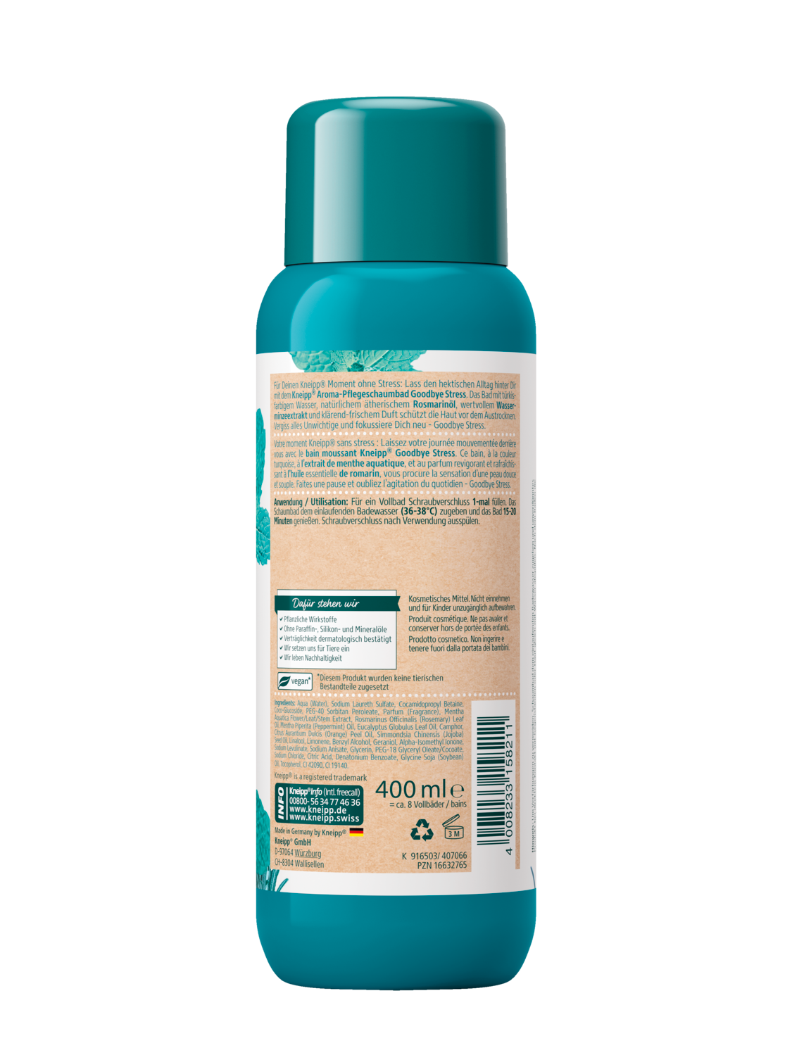 Kneipp Aroma-Pflegeschaumbad Goodbye Stress - 2x 400 Ml Mit Rosmarinöl & Wasserminze