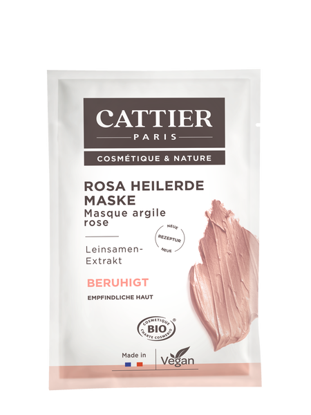 Cattier Rosa Heilerde Maske für empfindliche Haut - Einmalanwendung 