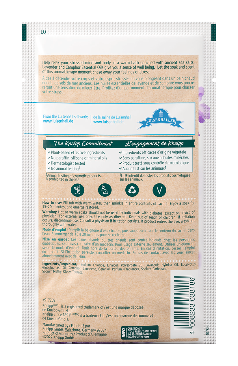 Relaxing Lavender Mineral Bath Salt Mini - Back view