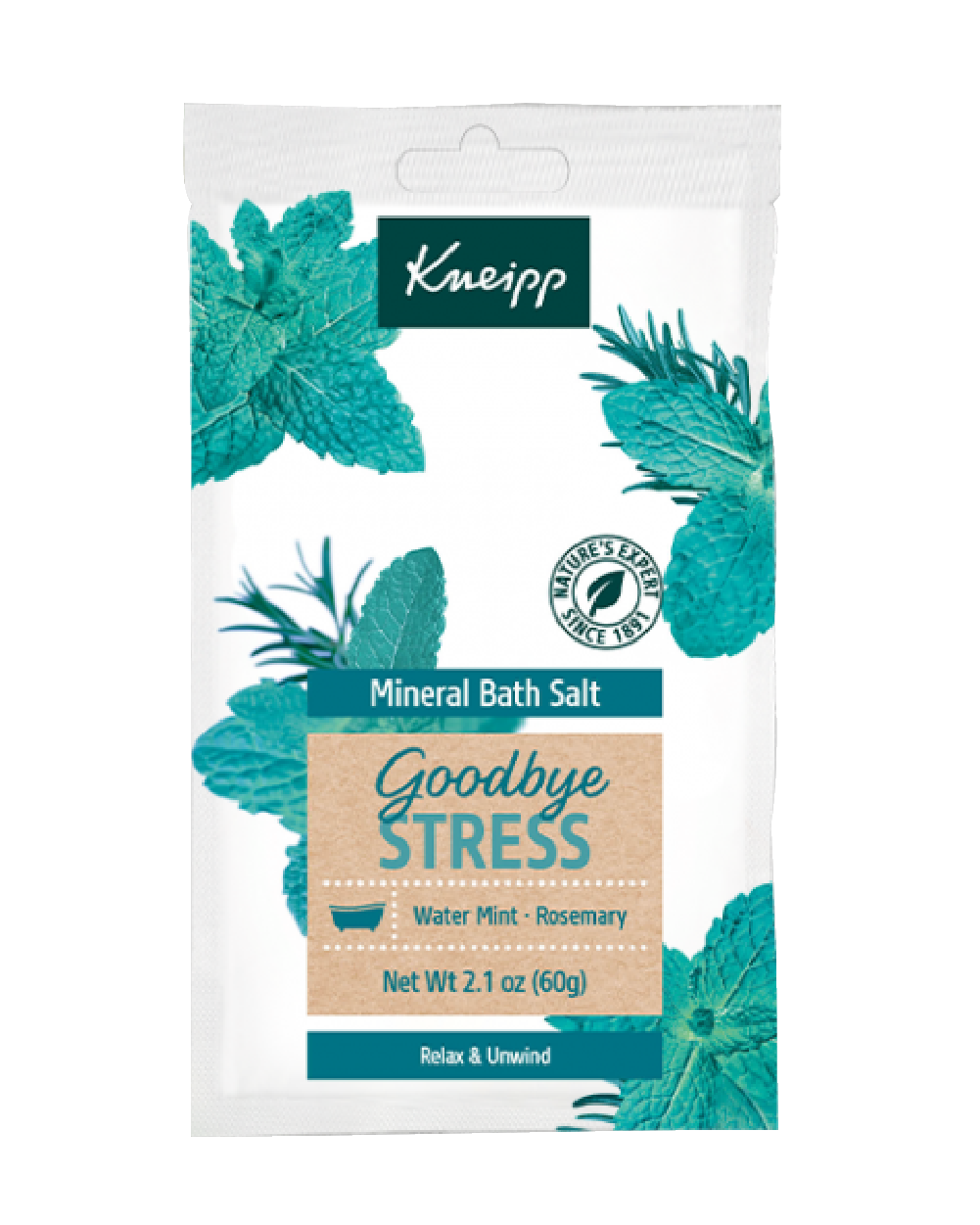 Goodbye Stress Rosemary & Water Mint Aromatherapy Mineral Bath Salt Mini - Front view