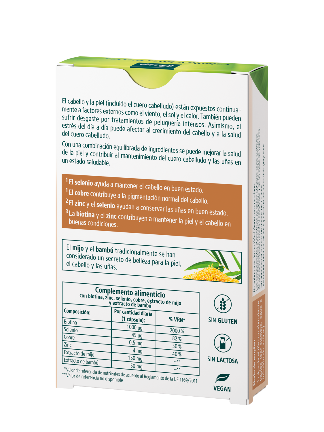 Cabello y U&ntilde;as Fuertes 30u - Vista trasera