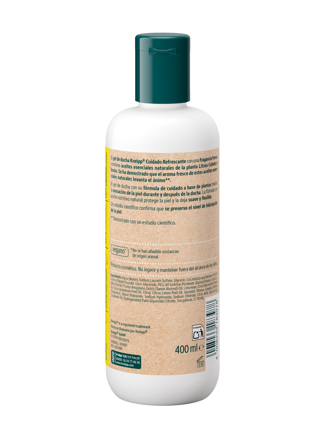 Gel de ducha Cuidado Refrescante 400 ml - Vista trasera