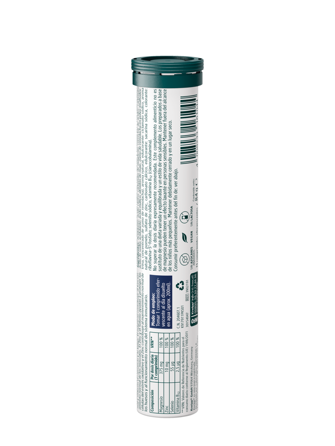 Magnesio 375 + Energy - Vista trasera