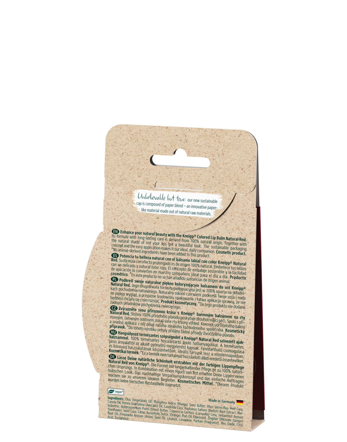 B&aacute;lsamo labial con color rojo - Vista trasera