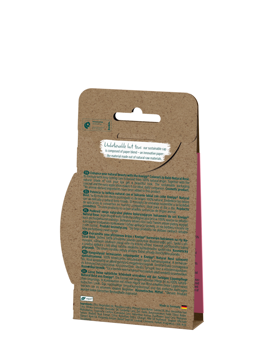 B&aacute;lsamo labial con color rosa - Vista trasera