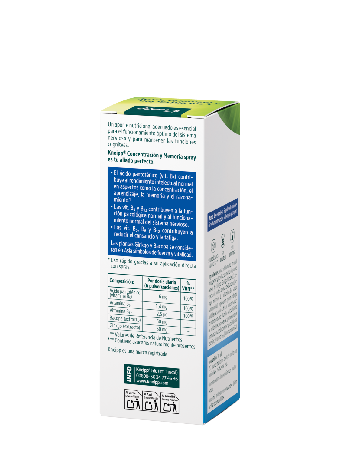 Kneipp&reg; Concentraci&oacute;n + Memoria Spray 30ml - Vista trasera