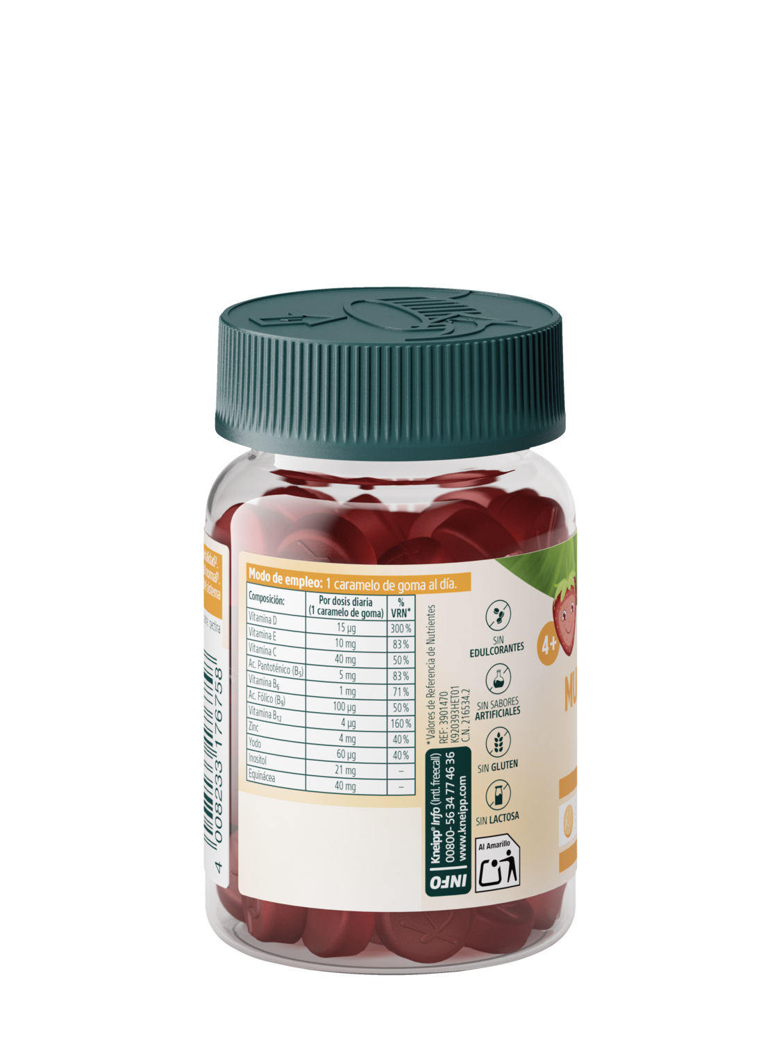 Gummies ni&ntilde;os multivitaminas - Vista trasera