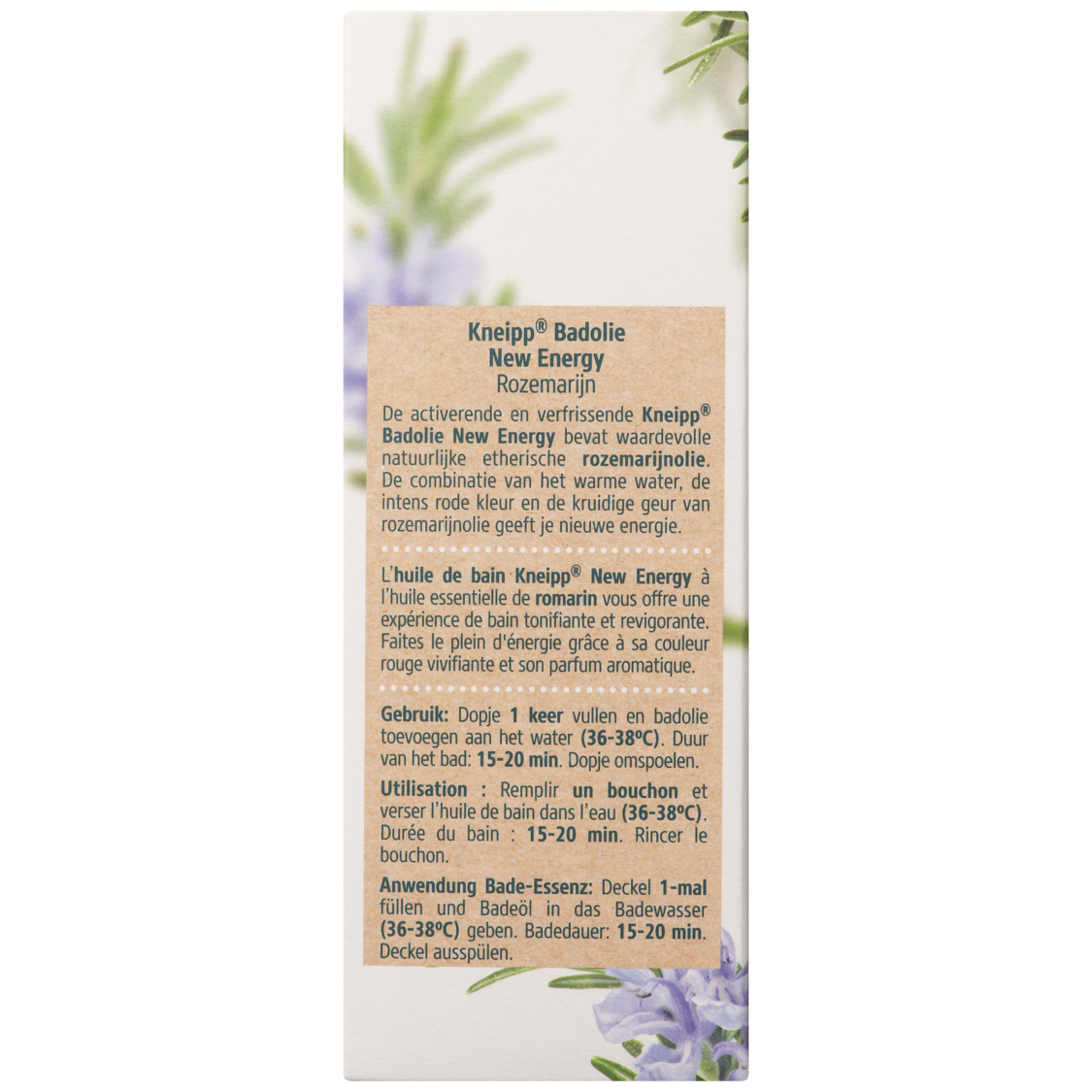 Huile de bain New Energy - Vue de dos