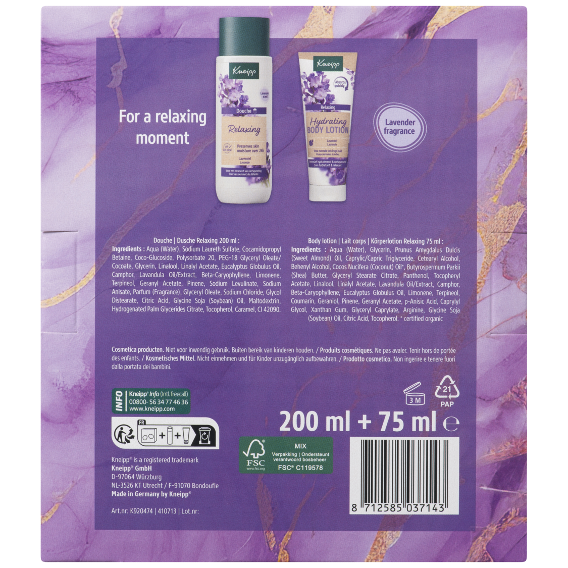 Coffret Relaxing Moments - Vue de dos