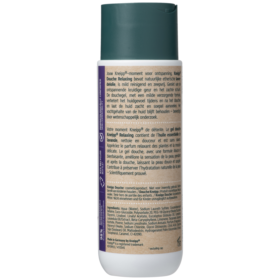 Gel douche Relaxing  - Vue de dos