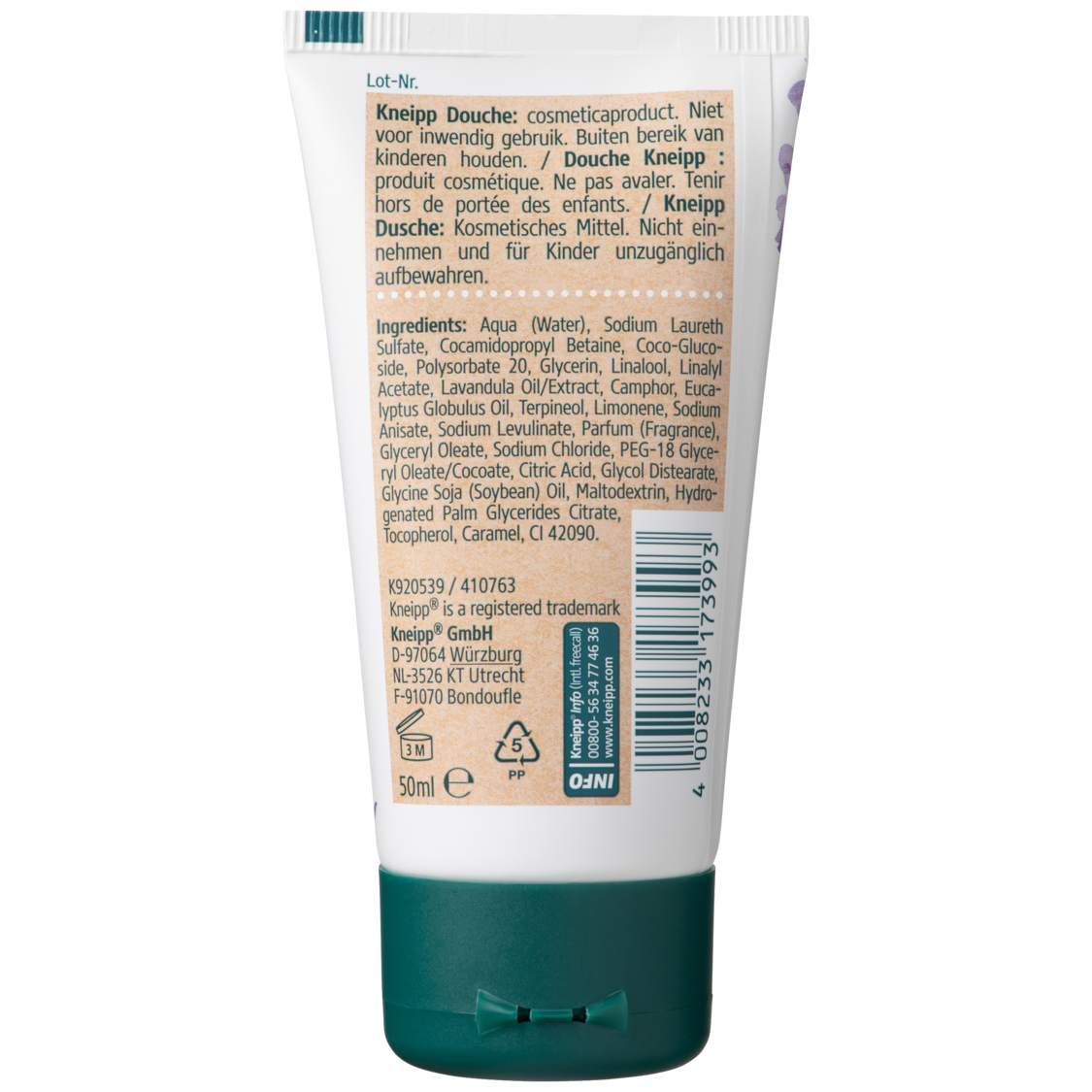 Mini gel douche Relaxing - Vue de dos