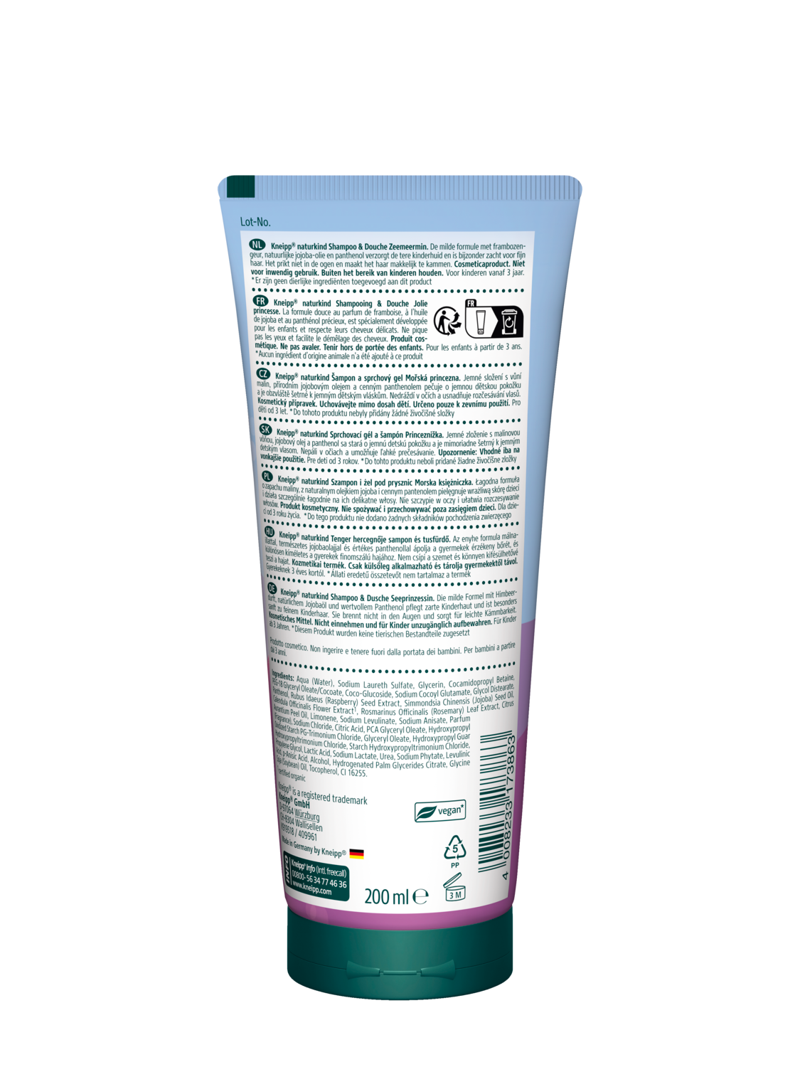 2-in-1 Shampooing & Douche Jolie Princesse - Vue de dos