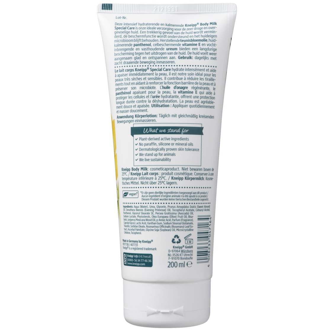 Lait Corps Special Care - Vue de dos