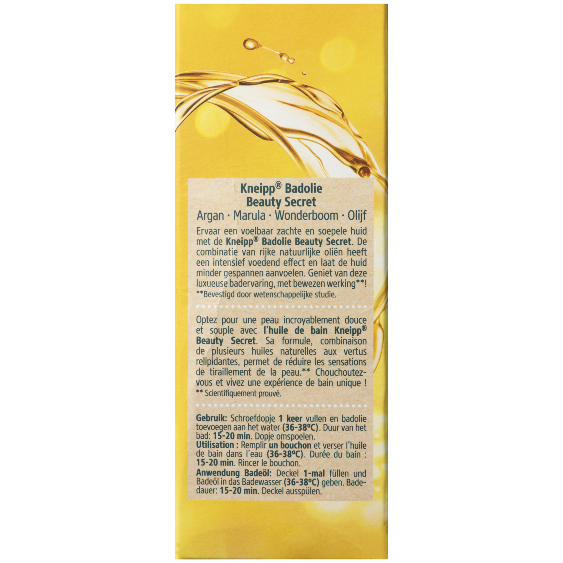 Huile de bain Beauty Secret - Vue de dos
