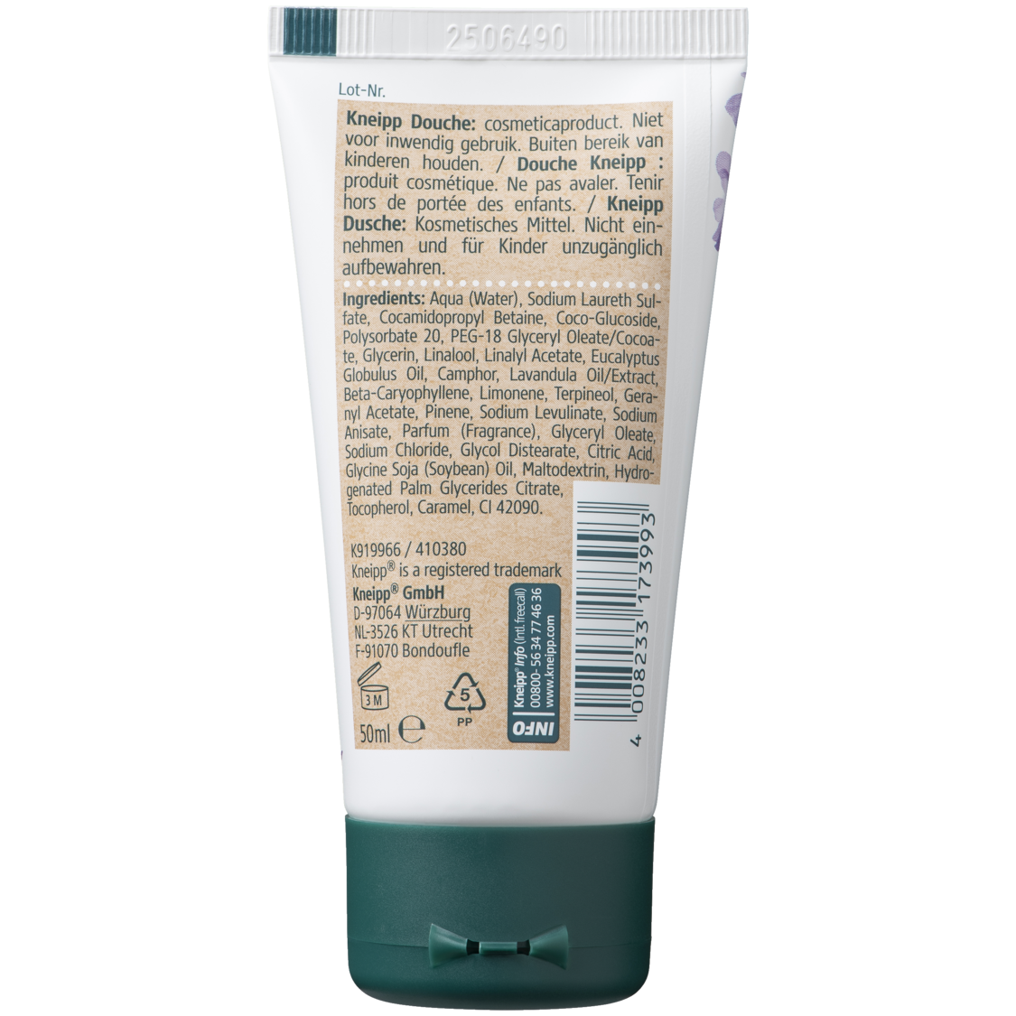 Mini gel douche Relaxing - Vue de dos