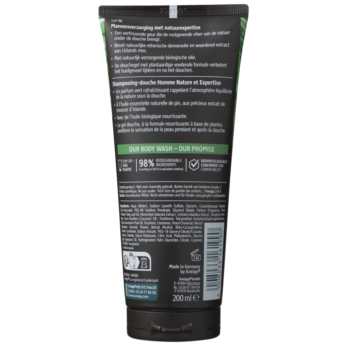 2-en-1 Men Gel Douche & Shampoo Nature Feeling - Vue de dos