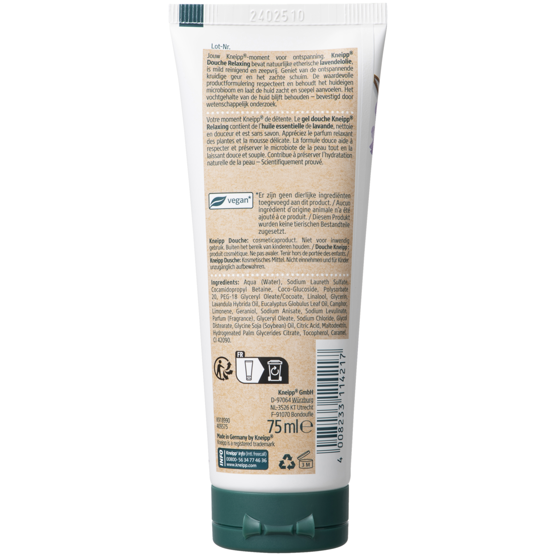 Mini gel douche Relaxing - Vue de dos