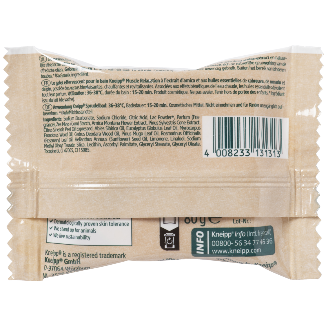 Galet de bain effervescent Muscle Relaxation (Arnica Active) - Vue de dos