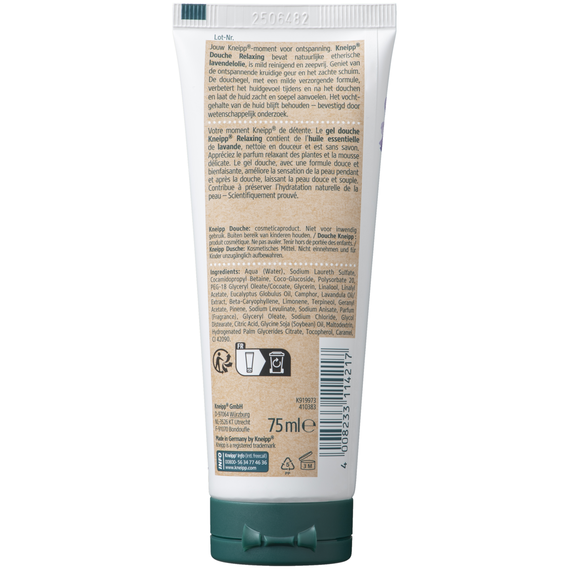 Mini gel douche Relaxing - Vue de dos