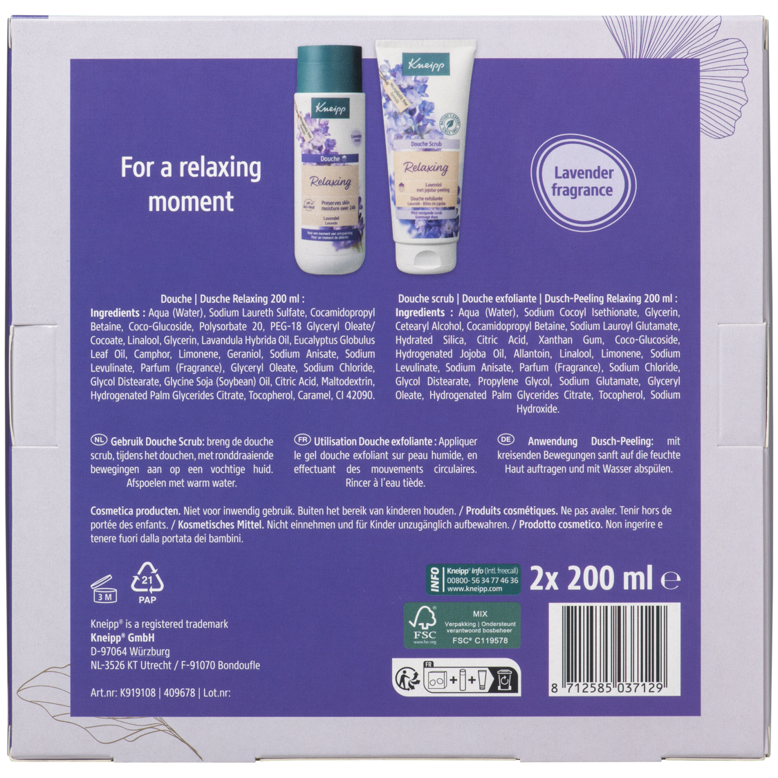 Coffret Relaxing Favourites - Vue de dos