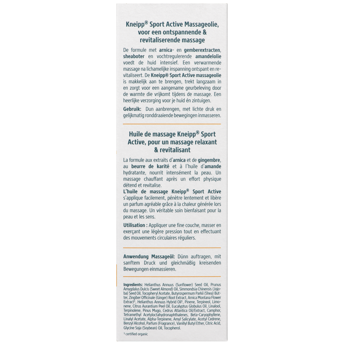 Huile de massage SportActive - Vue de dos