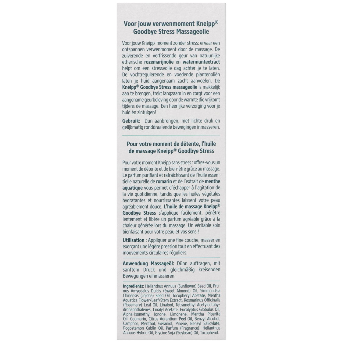 Huile de massage Goodbye Stress - Vue de dos