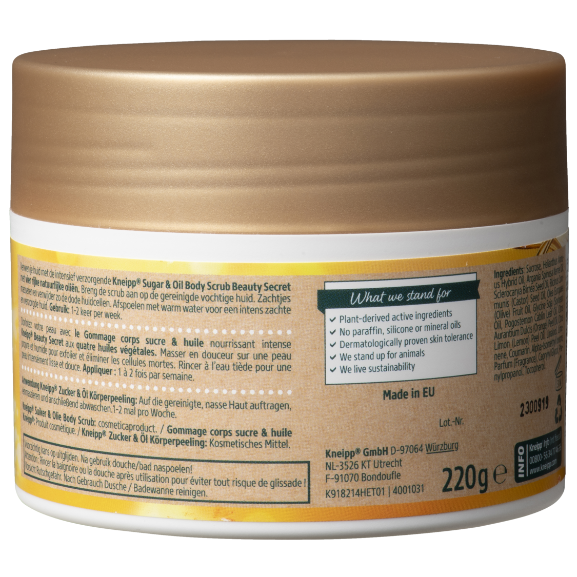 Gommage corps sucre et huile Beauty Secret - Vue de dos