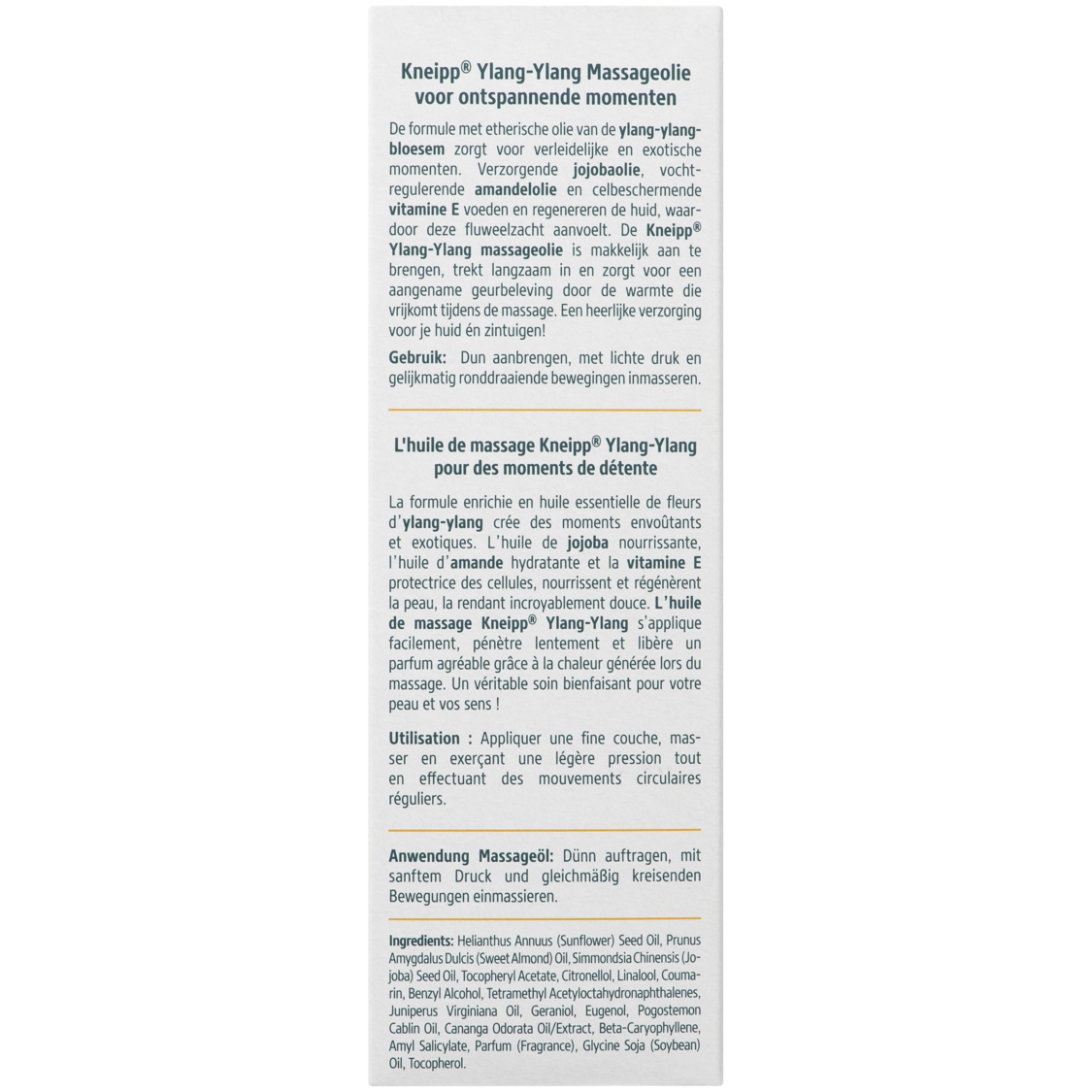 Huile de Massage Ylang Ylang - Vue de dos