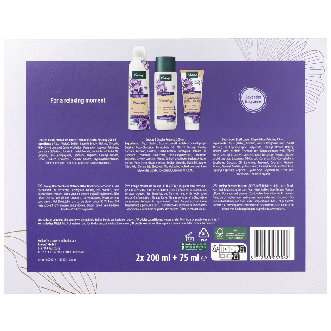 Coffret de luxe Relaxing - Vue de dos