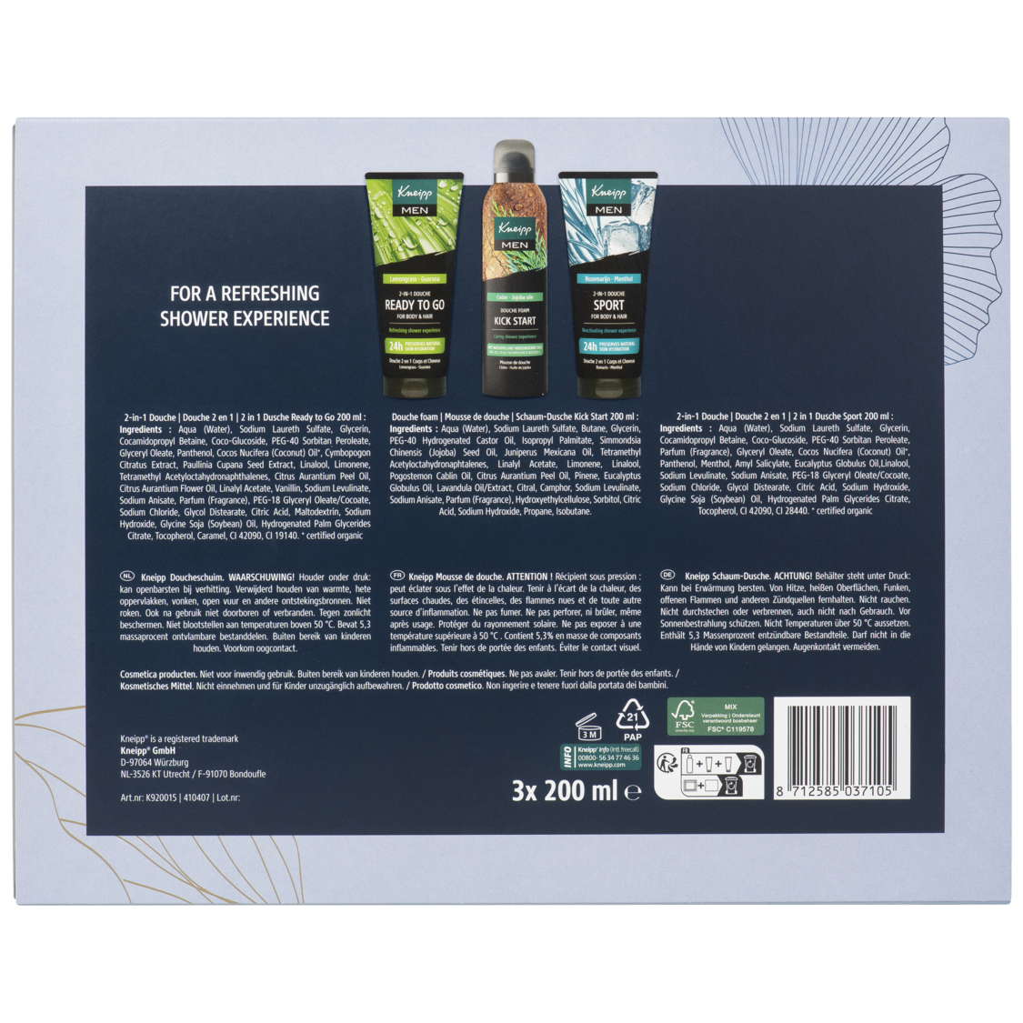 Coffret de luxe Men Shower - Vue de dos