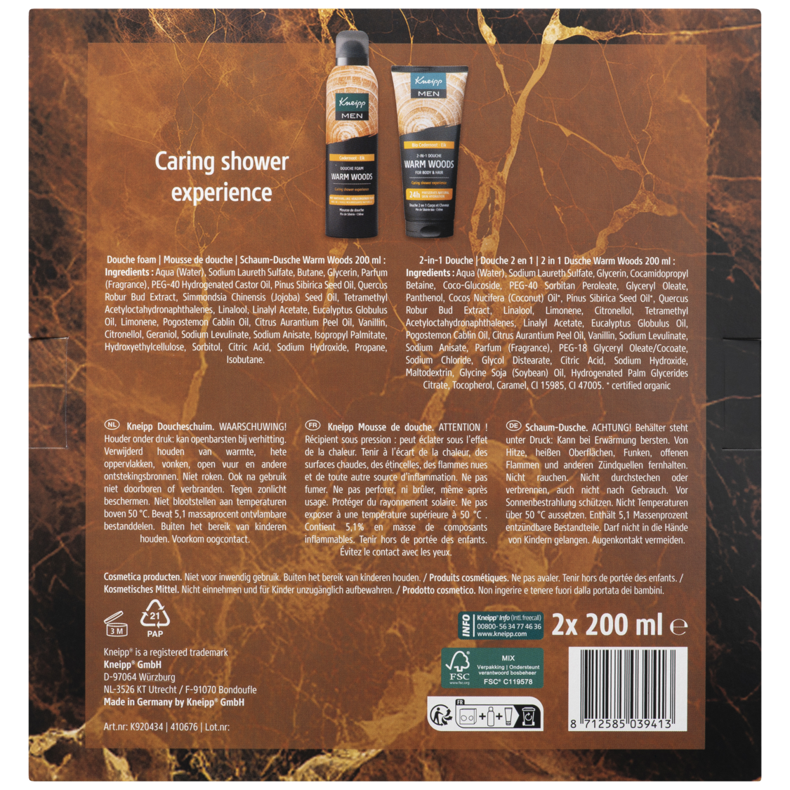 Coffret cadeau men Warm Woods favourites  - Vue de dos