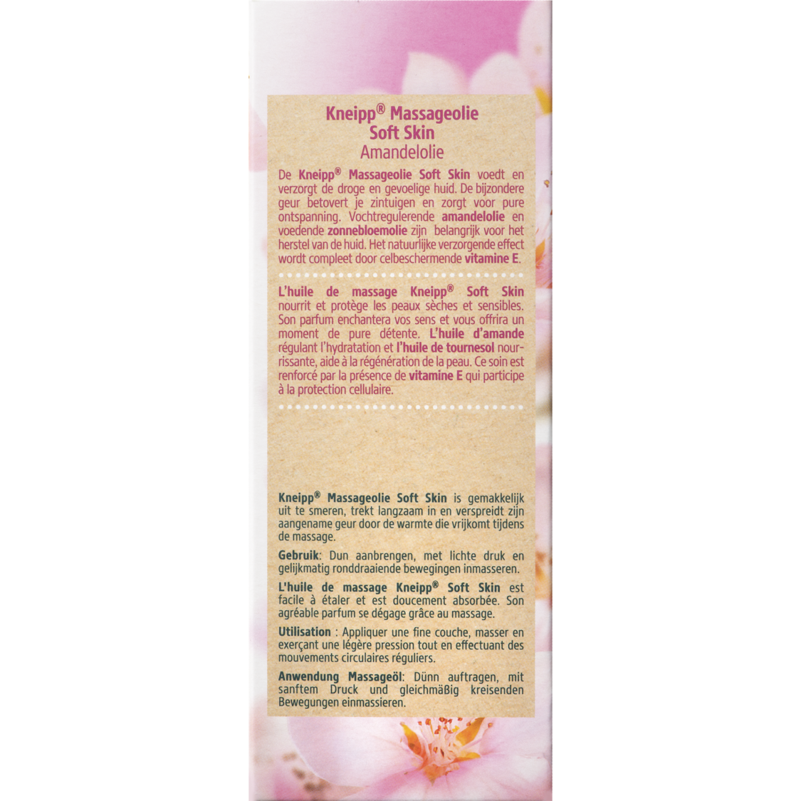 Huile de massage Soft Skin - Vue de dos