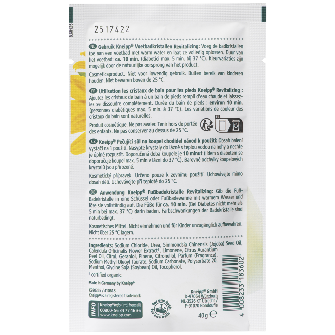 Sels de bain pieds Revitalizing  - Vue de dos