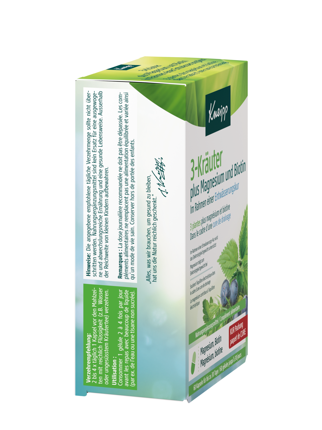 3 Plantes + Magn&eacute;sium & Biotine  Pour accompagner une cure de drainage - Vue de droite