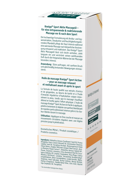 Huile de massage sport active - Vue de dos