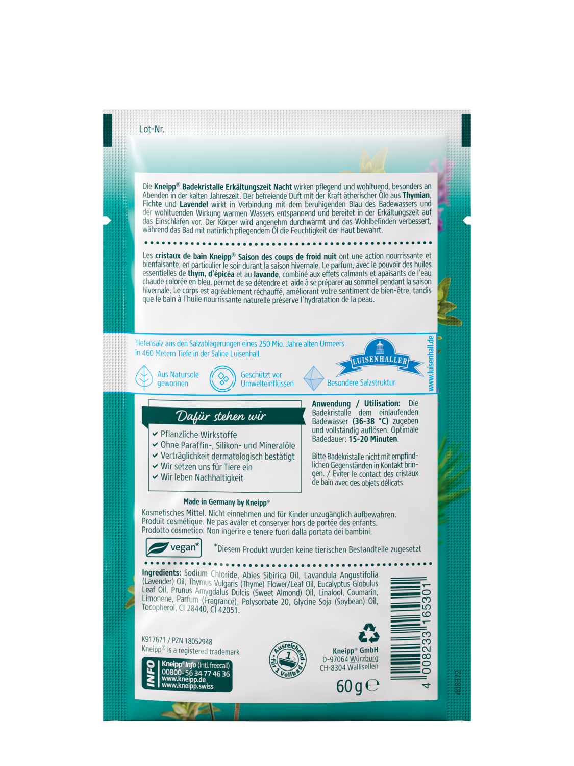 Cristaux de bain Saison des coups de froid nuit - Vue de dos