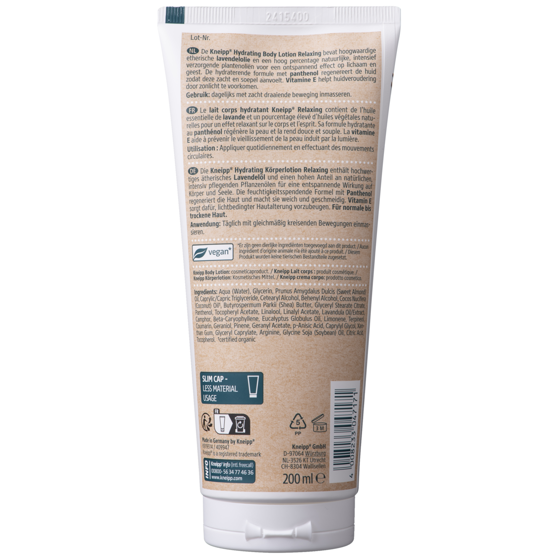 Bodylotion Relaxing  - Vue de dos