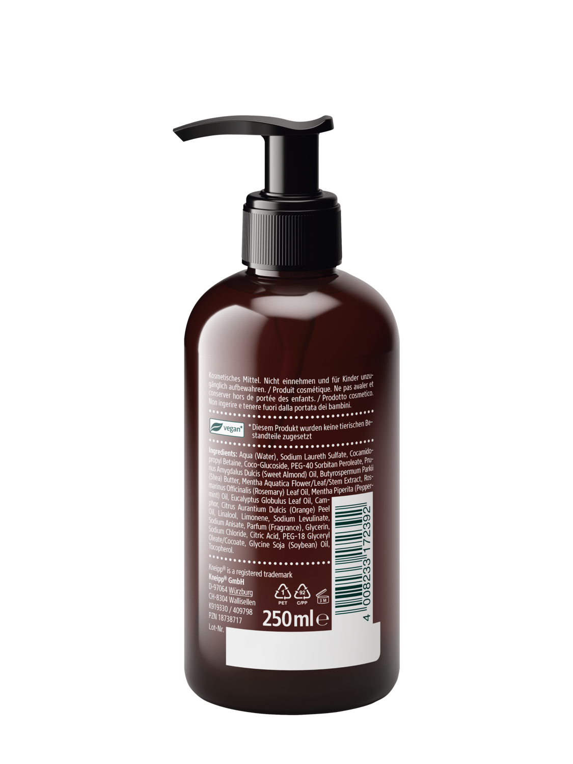 Gel lavant soin aromatique pour les mains Menthe aquatique & Romarin - Vue de droite