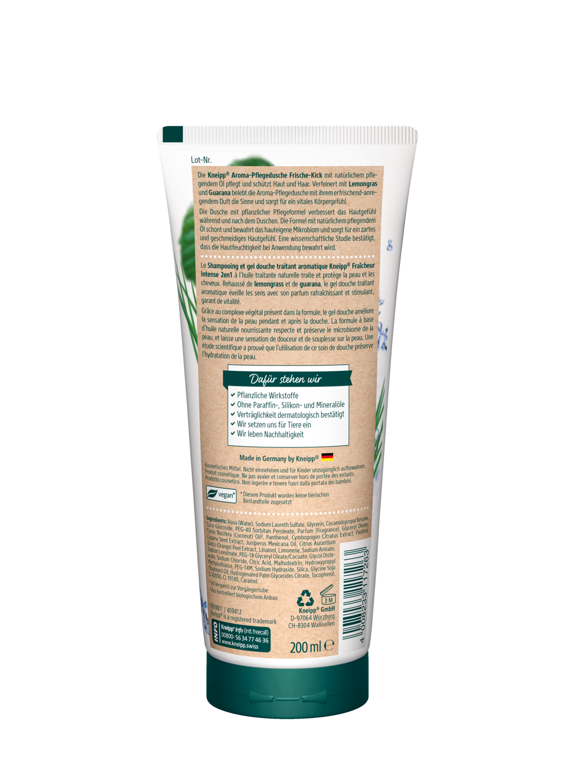 Shampooing et gel douche Fra&icirc;cheur intense  - Vue de dos