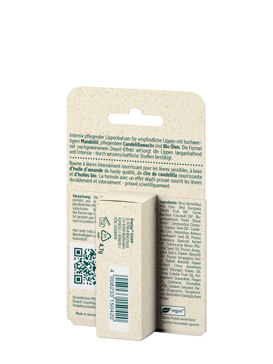 Soin l&egrave;vres Doux pour la peau - Vue de dos