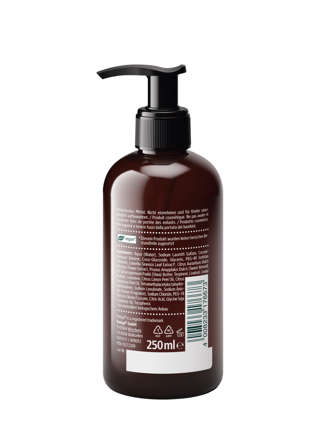 Gel lavant soin aromatique pour les mains Th&eacute; vert & Fleurs doranger - Vue de droite