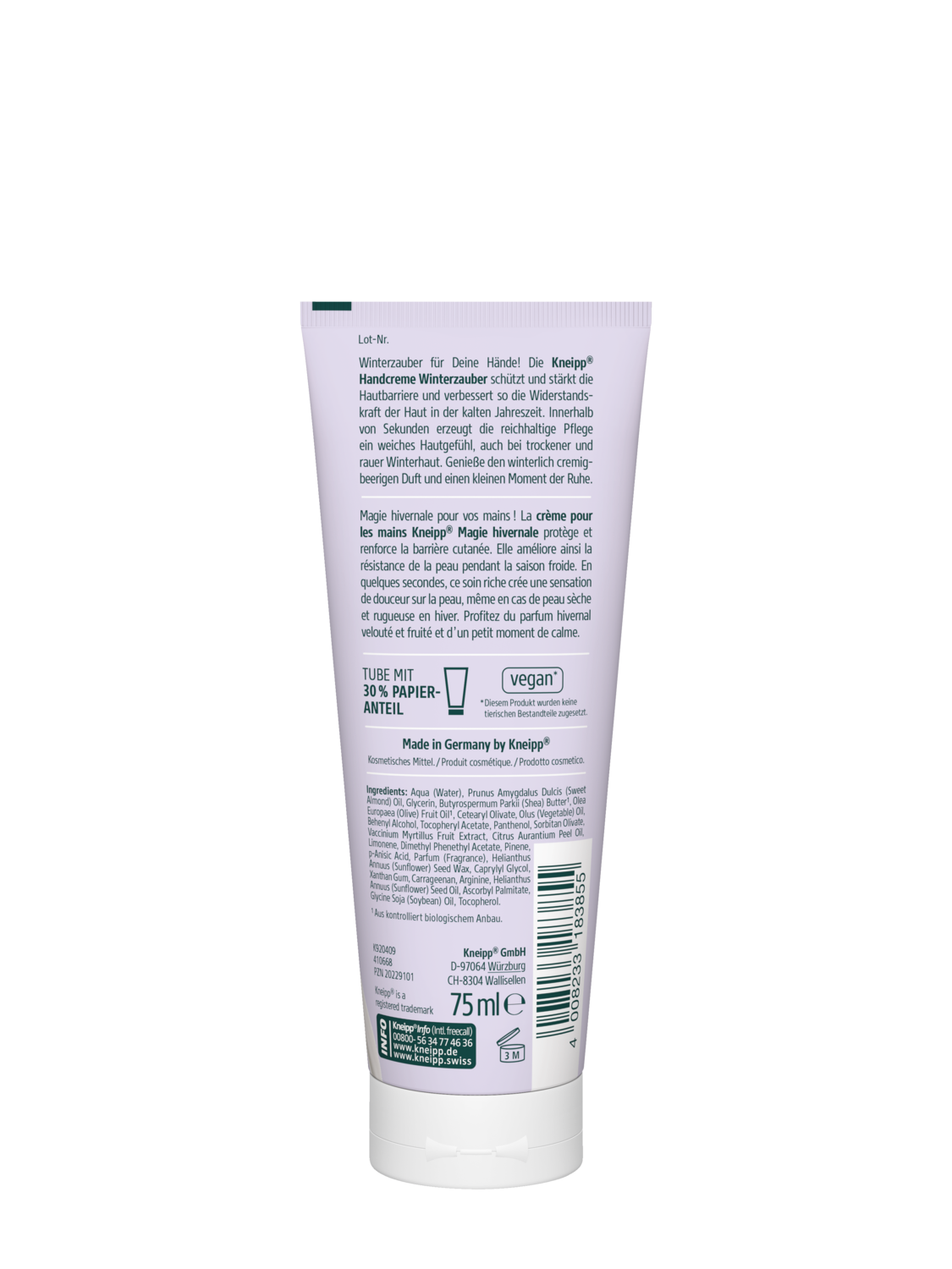 Cr&egrave;me pour les mains ab&icirc;m&eacute;es en hiver - Vue de dos