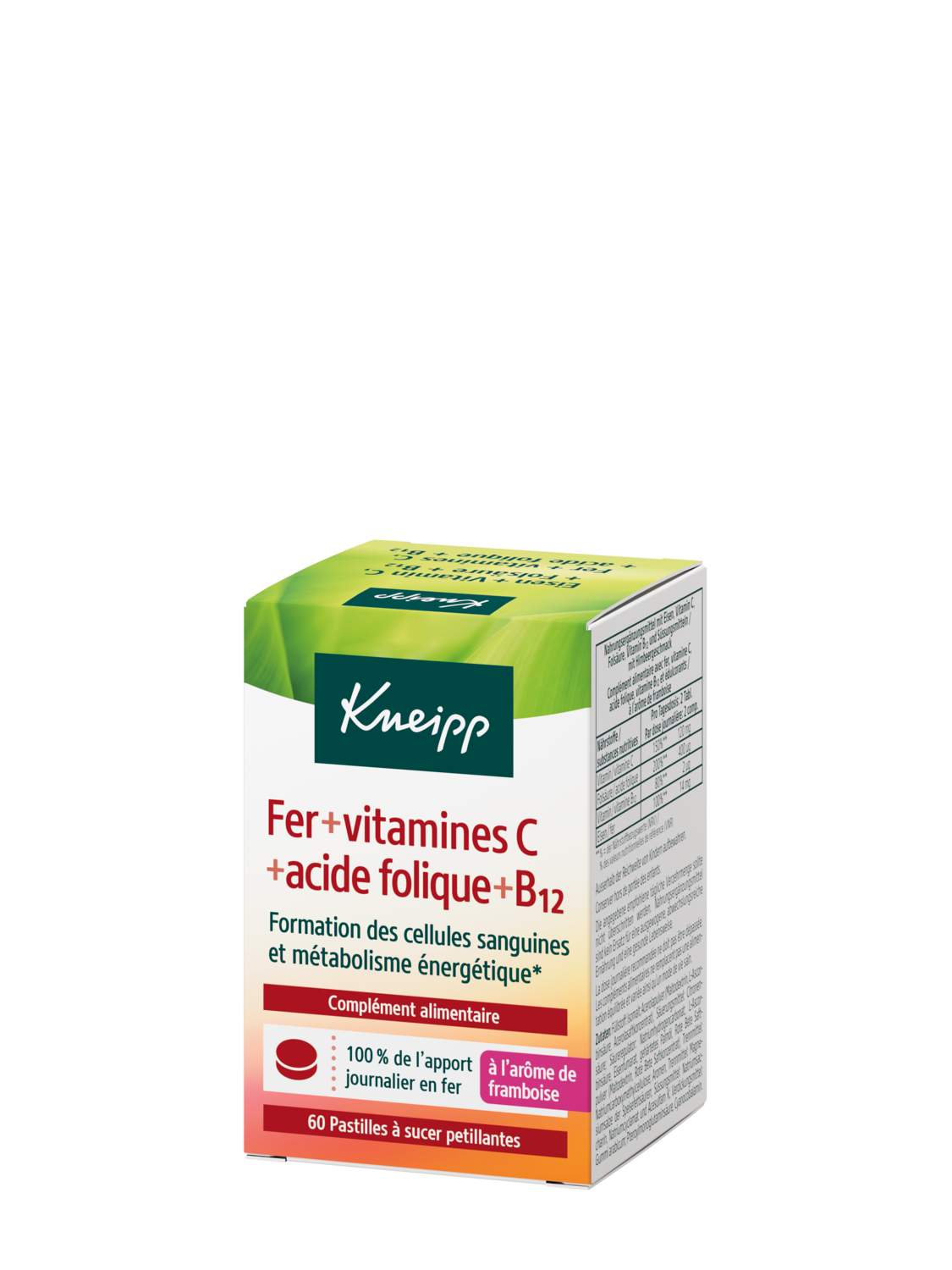 Fer + vitamines C + acide folique + B12 - Vue de dos