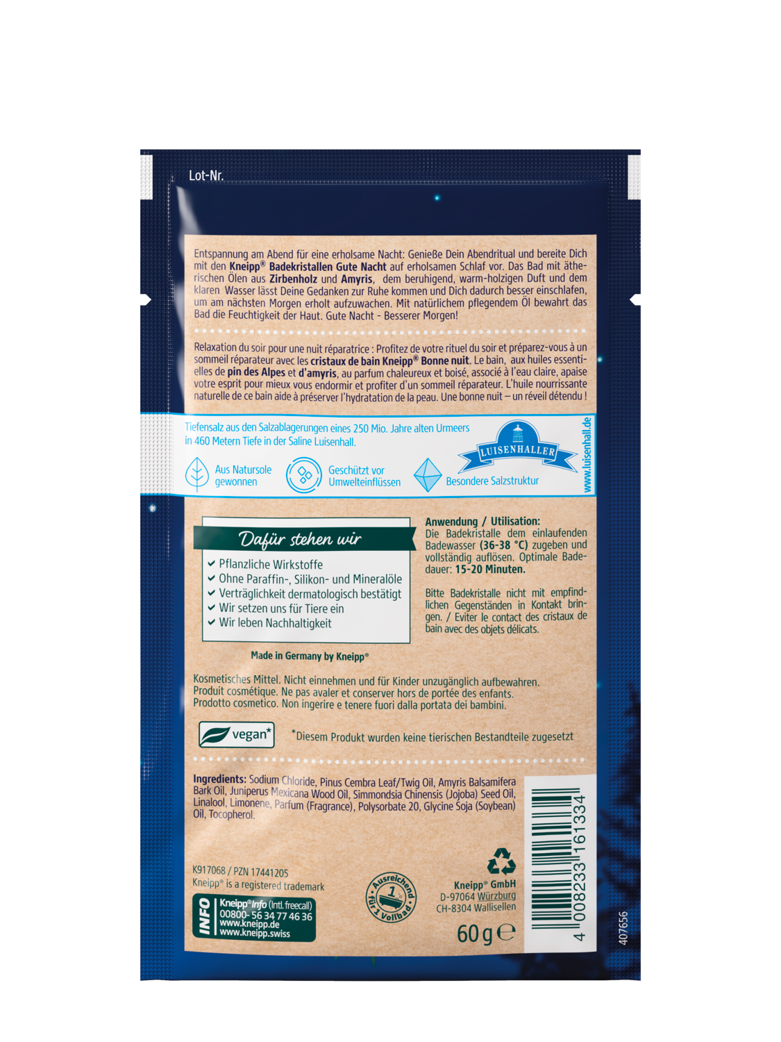 Cristaux de bain Bonne nuit - Vue de dos