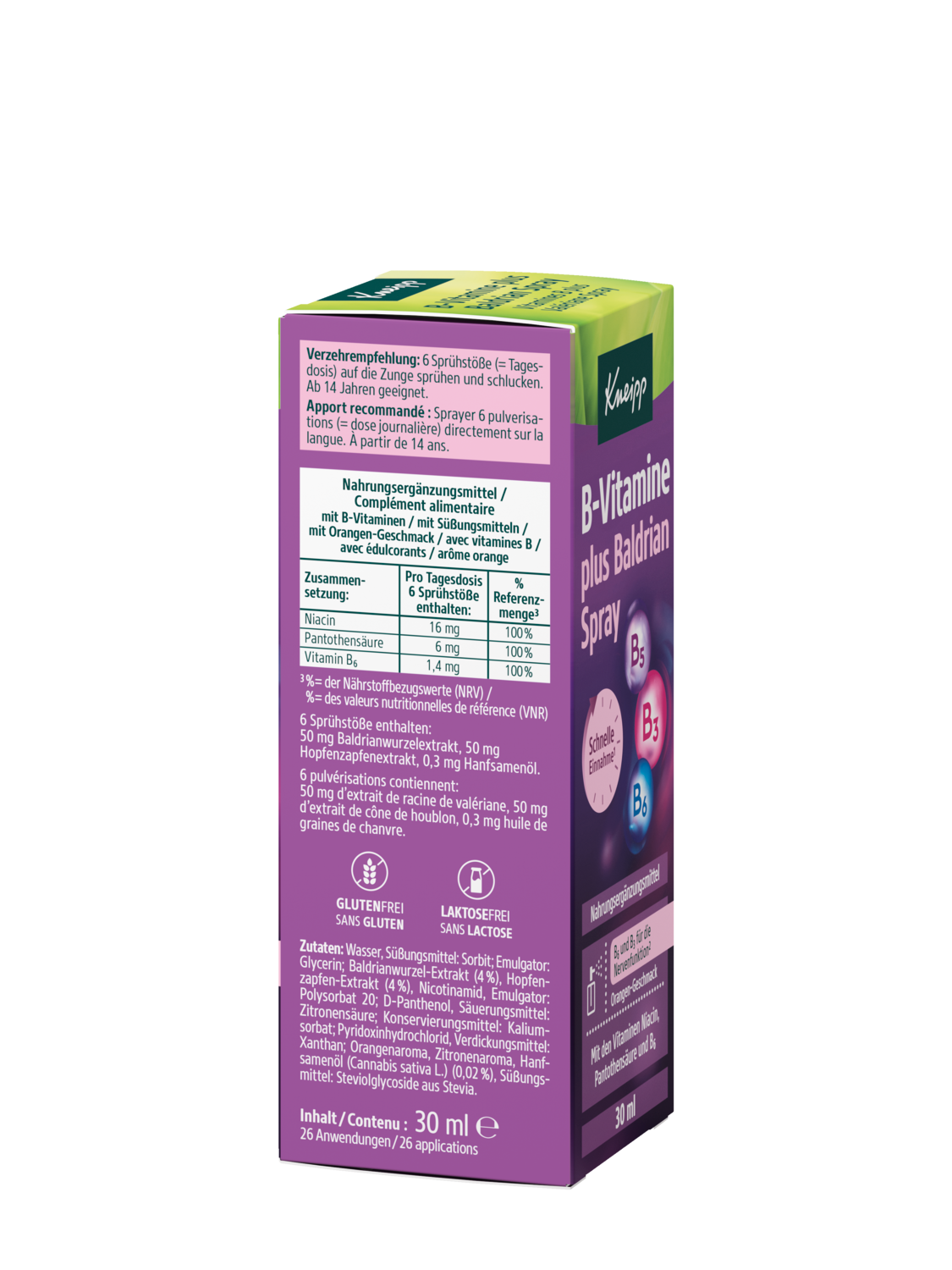 Vitamines B plus Val&eacute;riane Spray - Vue de droite